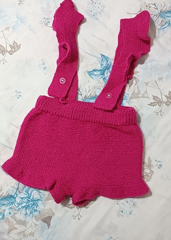 Diğer Nakışlı El Örgü Pembe Bebek Kız Tulum