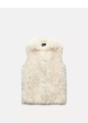 Zara Beyaz Kolsuz Peluş Yelek