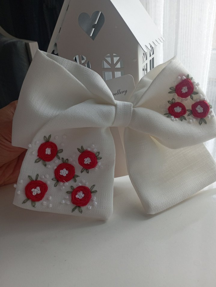 Bordo Saten Kurdeleli Kadın Fular - Görsel 2