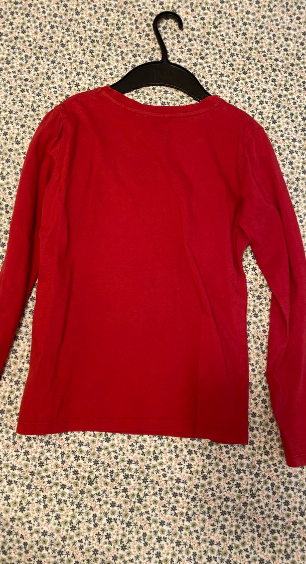 Kız Çocuk Uzun Kollu Kırmızı Baskılı Tişört - Görsel 2