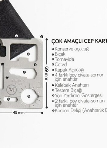 11 Fonksiyonlu Metal Survival kart