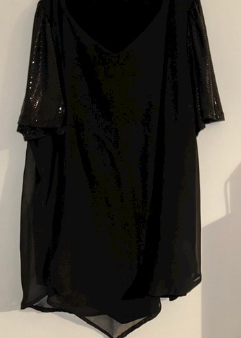 Parlak Siyah V Yaka büyük beden Tunik - Görsel 3