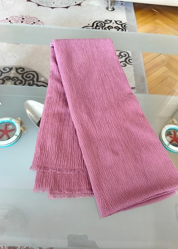 Pembe Pilili Keten Kadın Şal