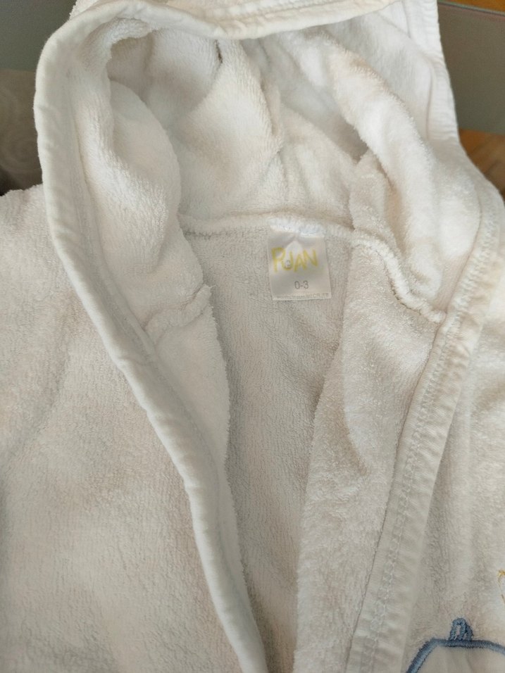 Kapüşonlu bebek Bornozu Beyaz - Görsel 3