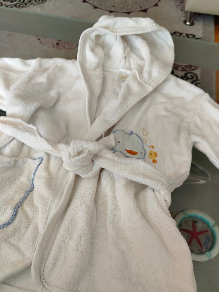 Kapüşonlu bebek Bornozu Beyaz - Görsel 2