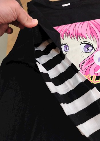 LC Waikiki 13-14 yaş Kız Çocuk Siyah Baskılı Uzun Kollu Tişört - Görsel 7