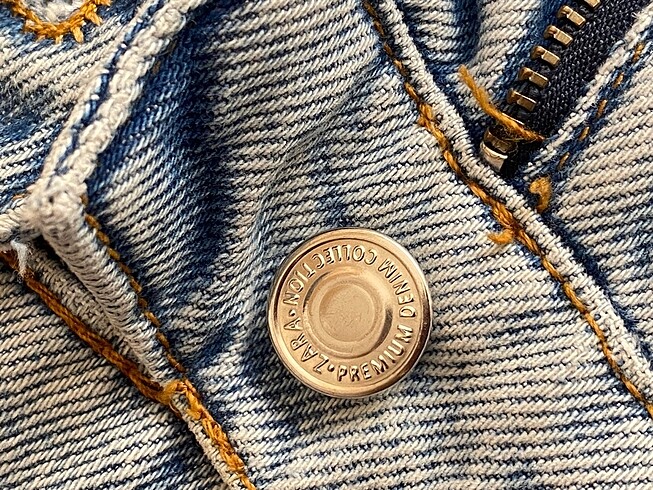 xs Beden mavi Renk Zara Kumaş Yamalı Straight Jean