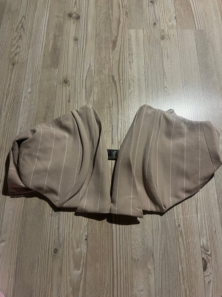 Bej Straplez Pliseli Mini Bustiyer - Görsel 2