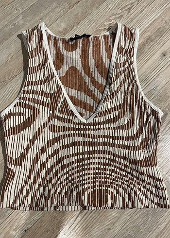 Zebra Desenli V Yakalı Kadın Süveter - Görsel 2