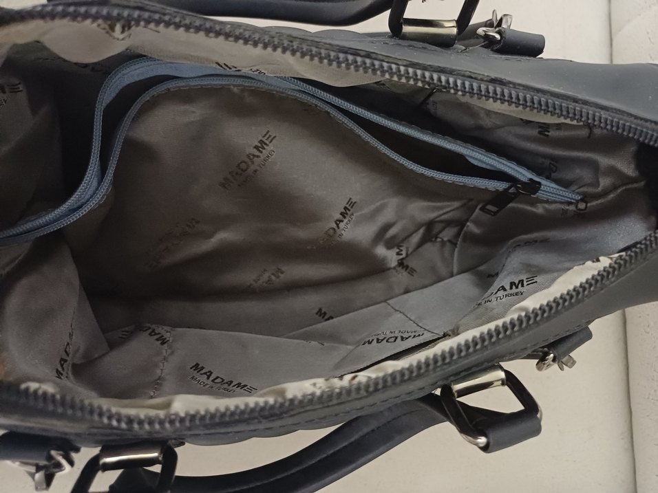 Gri Deri Kadın Çanta Fermuarlı - Görsel 5