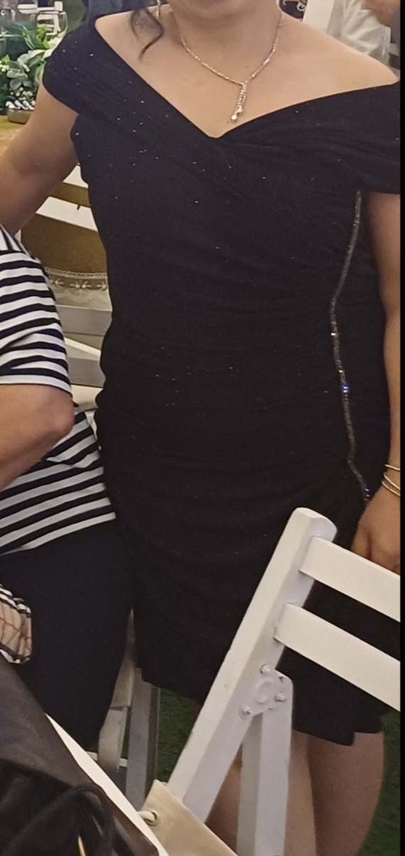 Siyah Drapeli Abiye Elbise - Görsel 2