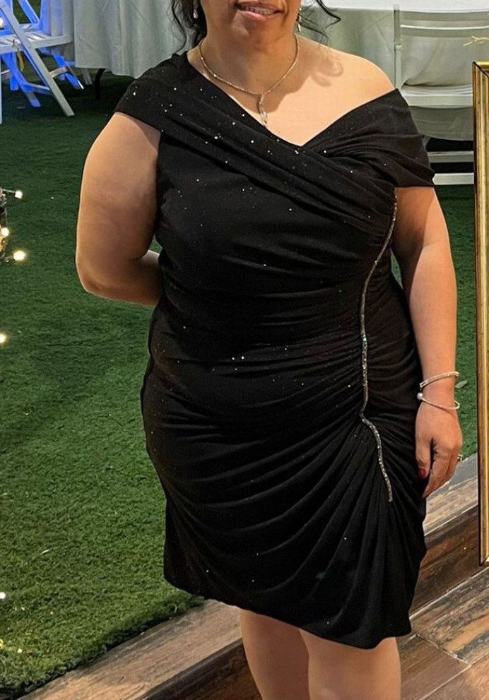 Siyah Drapeli Abiye Elbise - Görsel 3