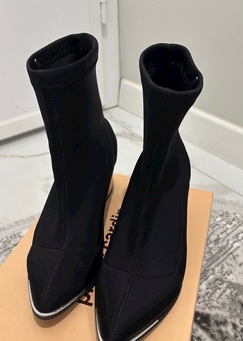 Gümüş topuklu streç bot - Görsel 5