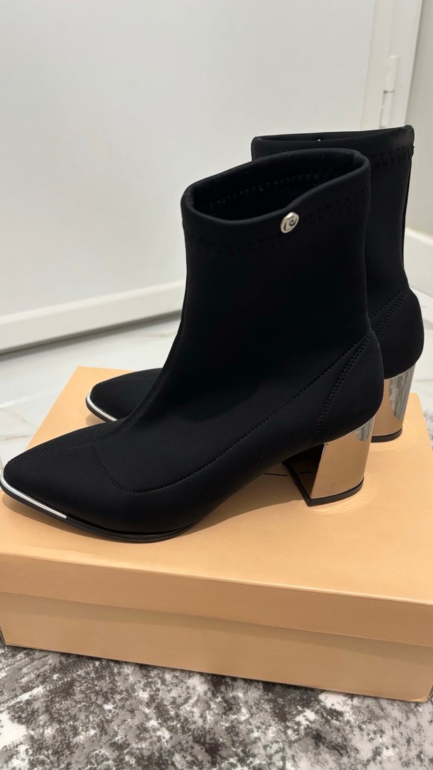 Gümüş topuklu streç bot - Görsel 4