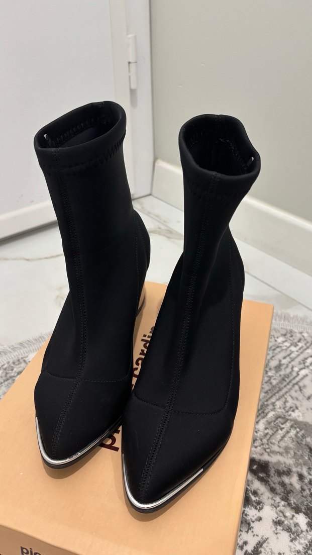 Gümüş topuklu streç bot - Görsel 5