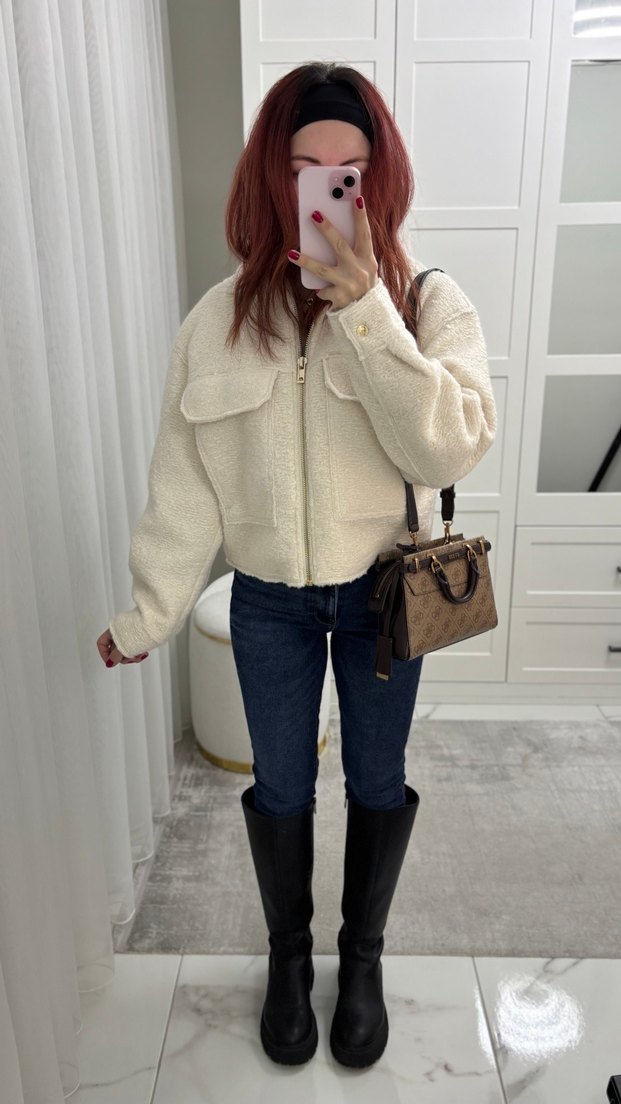 Zara bukle ceket - Görsel 5