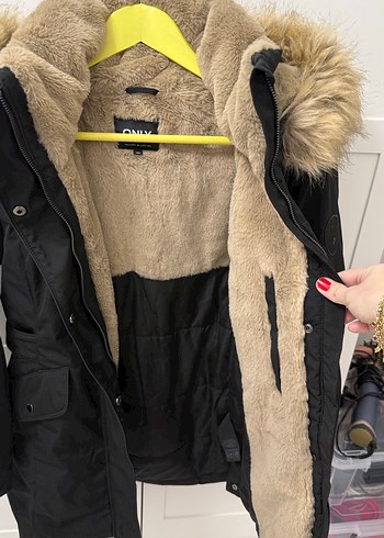 Kürklü kalın parke kaban - Görsel 6