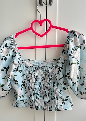 Mavi Çiçekli Croo Bluz - Görsel 5