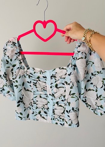 Mavi Çiçekli Croo Bluz - Görsel 2