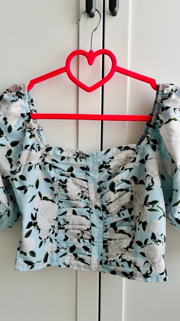 Mavi Çiçekli Croo Bluz - Görsel 4