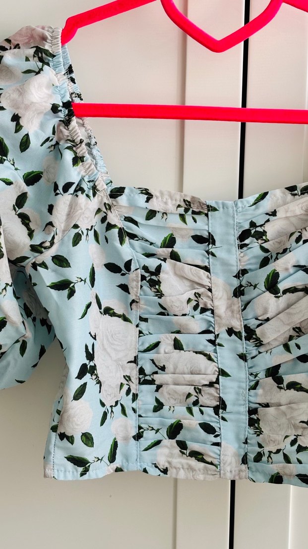 Mavi Çiçekli Croo Bluz - Görsel 3