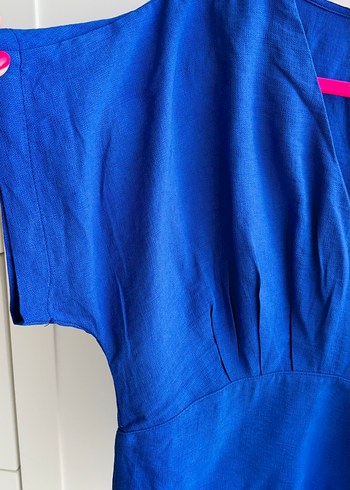 Ofis stili mavi bluz - Görsel 4