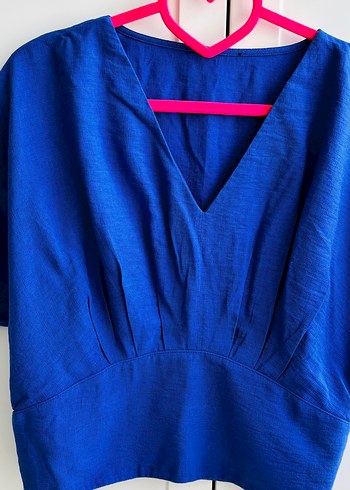 Ofis stili mavi bluz - Görsel 3