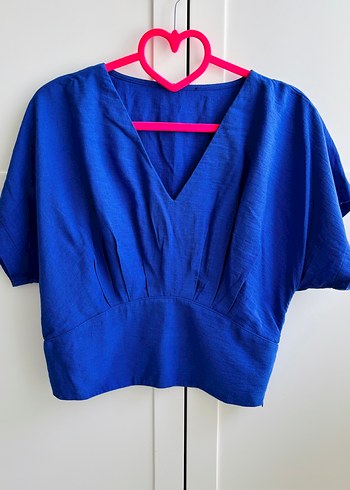 Ofis stili mavi bluz - Görsel 2