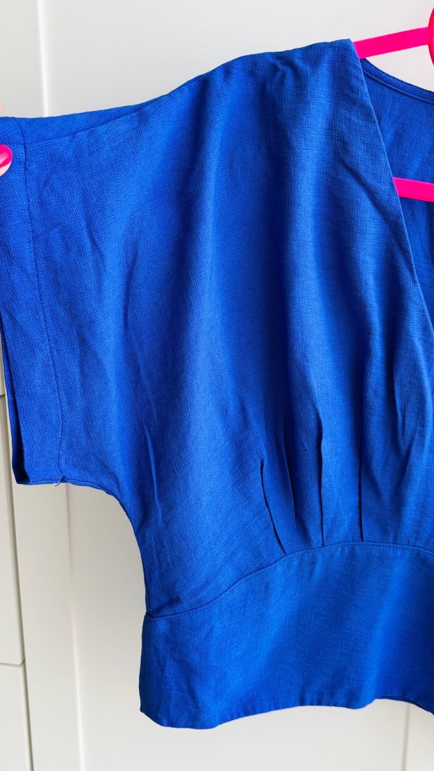 Ofis stili mavi bluz - Görsel 4