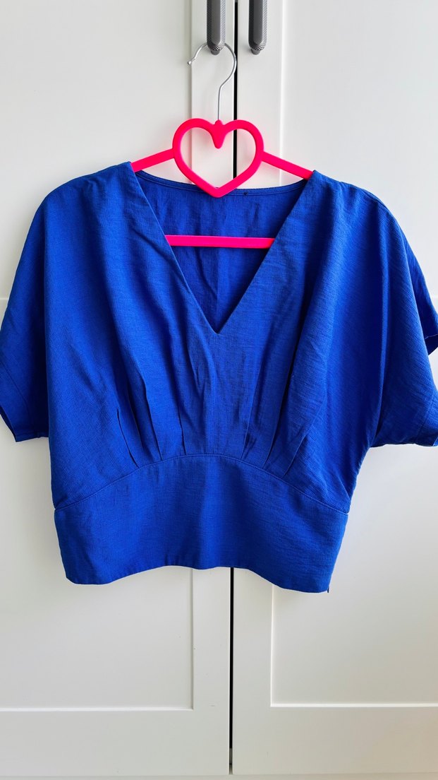 Ofis stili mavi bluz - Görsel 2