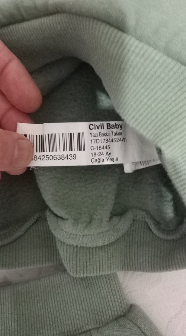 Uzun Kollu Yeşil Erkek Bebek Eşofman Takımı - Görsel 2