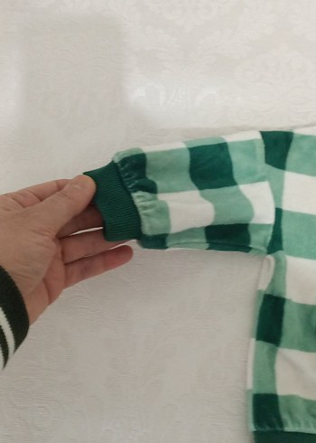 Yeşil Kareli unisex bebek Takımı - Görsel 4