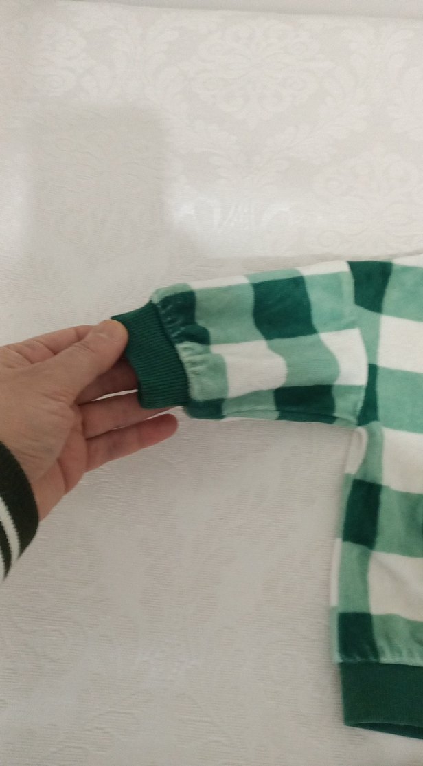 Yeşil Kareli unisex bebek Takımı - Görsel 4