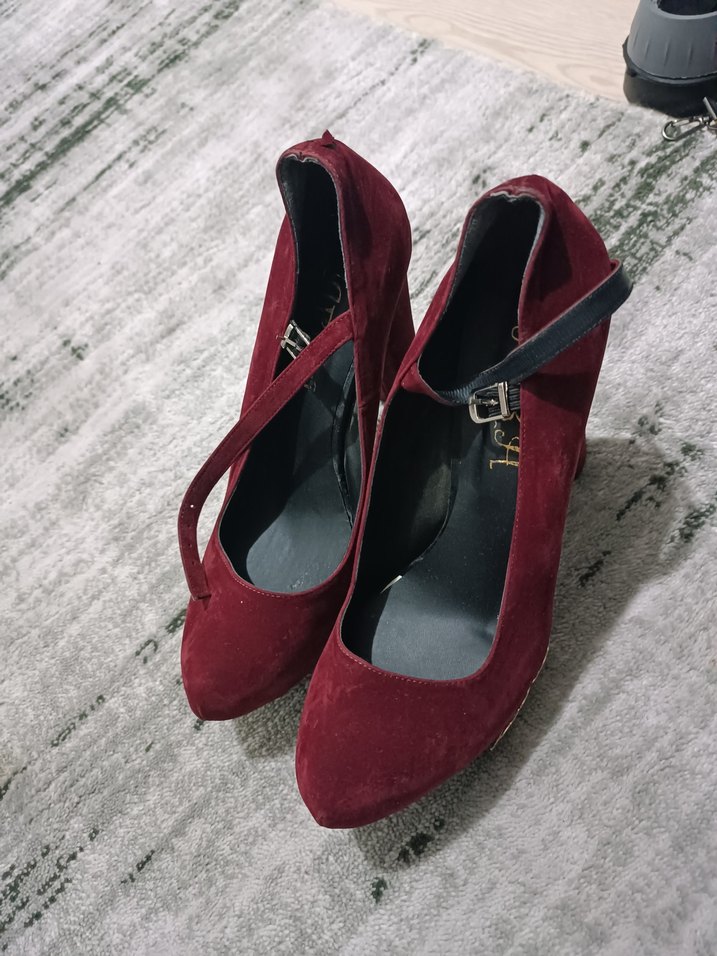 Bordo Kadın Topuklu Süet Ayakkabı - Görsel 2