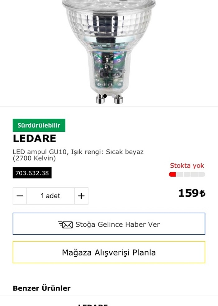 Ikea Ledare ampul ( 2 adet fiyatıdır ) - Görsel 2