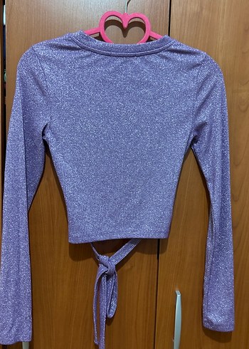 Kızlar için Mor Kemerli Uzun Kollu bluz - Görsel 2