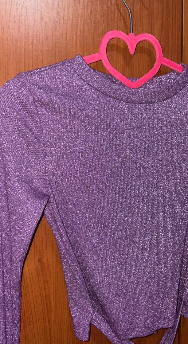 Kızlar için Mor Kemerli Uzun Kollu bluz - Görsel 3