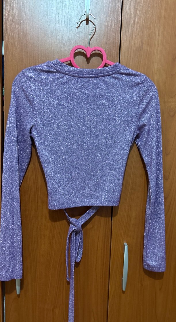 Kızlar için Mor Kemerli Uzun Kollu bluz - Görsel 2