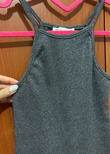 Gri Mini Örme İnce Askılı Atlet - Görsel 3