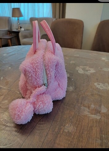 Peluş ponponlu makyaj çantası Büyük boy 
