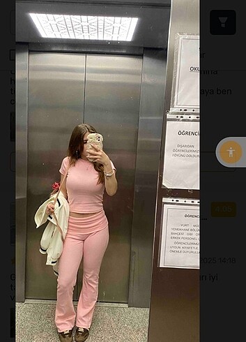 Beli katlamalı Bershka muadili İspanyol paça tayt takım 