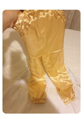 İşlemeli Beyaz Uzun Kadın Kına Elbisesi - Görsel 2