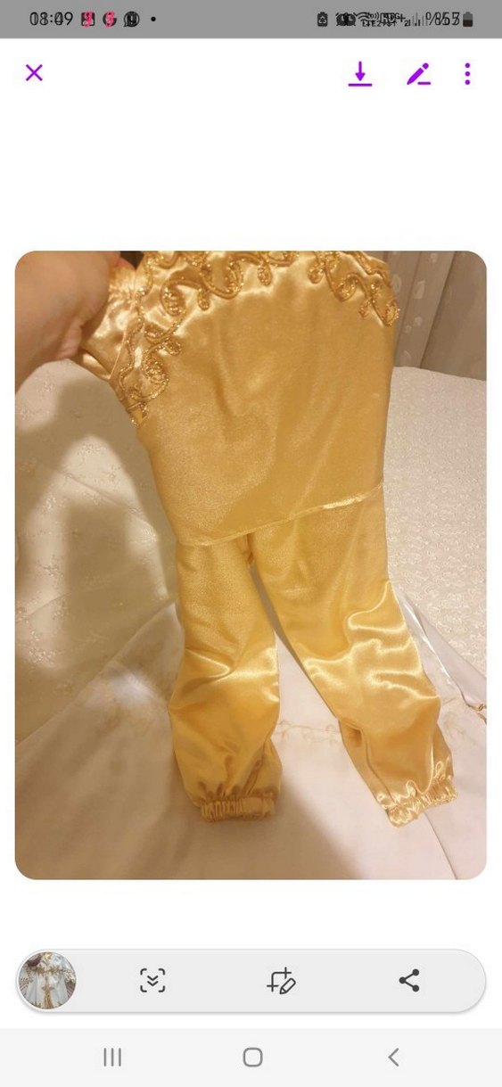 İşlemeli Beyaz Uzun Kadın Kına Elbisesi - Görsel 2