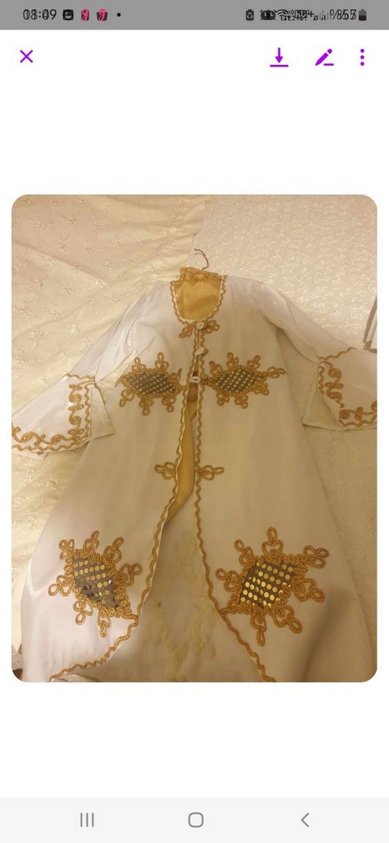 İşlemeli Beyaz Uzun Kadın Kına Elbisesi - Görsel 3