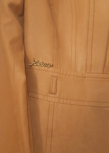 Düğmeli Kahverengi Deri Kadın Ceket - Görsel 5