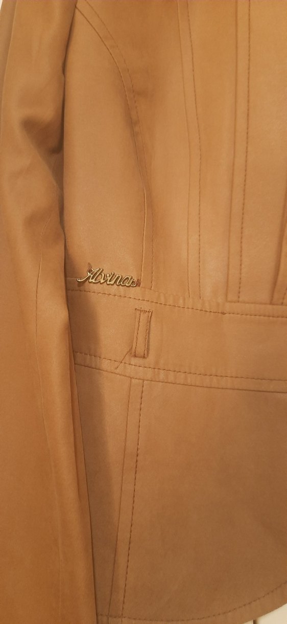 Düğmeli Kahverengi Deri Kadın Ceket - Görsel 5