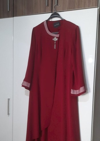 Bordo Uzun Kollu Alvina Kadın uzun ceket - Görsel 5