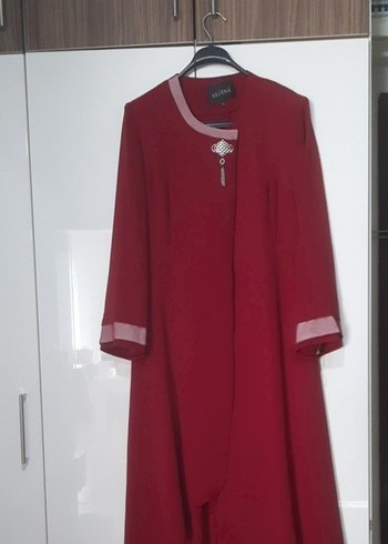 Bordo Uzun Kollu Alvina Kadın uzun ceket - Görsel 2