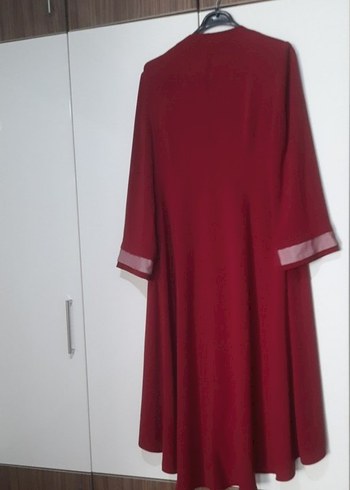 Bordo Uzun Kollu Alvina Kadın uzun ceket - Görsel 3