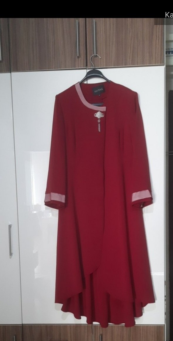 Bordo Uzun Kollu Alvina Kadın uzun ceket - Görsel 2